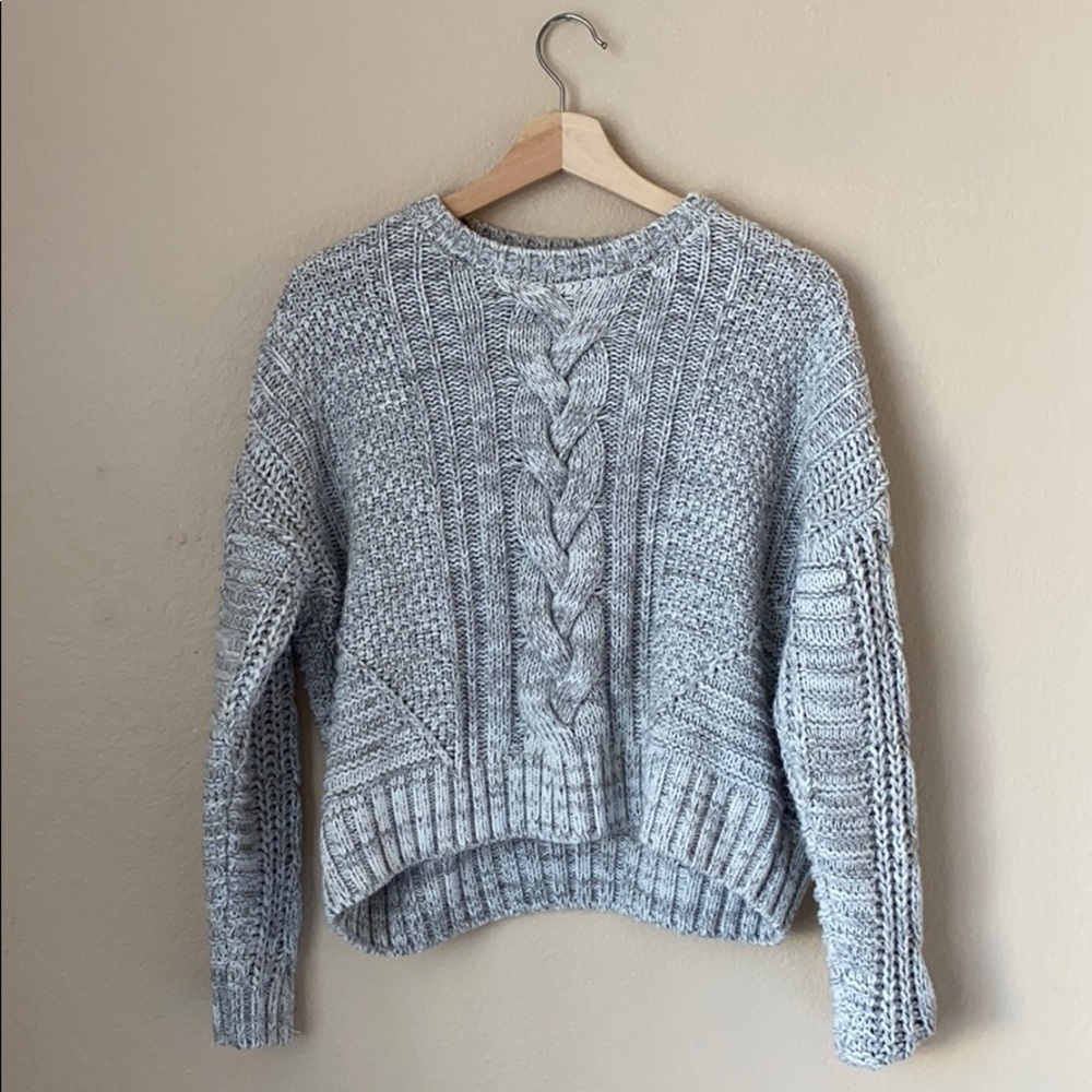 Gray Cable Knit Chunky Sweater